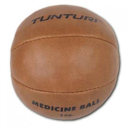 Tunturi medicine ball, kunstleer, bruin
