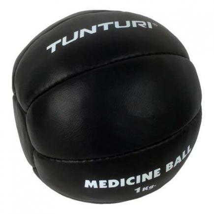 Tunturi medicine ball, leer, zwart