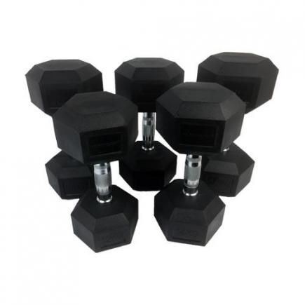Tunturi Rubberen Dumbbellset, zwart/chroom, 12-20 kg