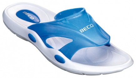 BECO dames badslippers, wit/blauw