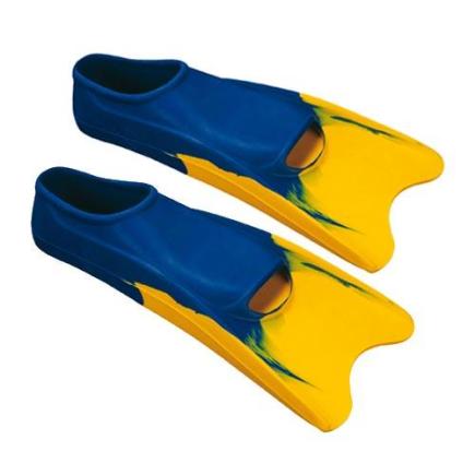 BECO zwemvliezen, kort, rubber, blauw/geel