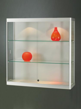 Glasvitrine MPC 1000-W, tech, 100x30x100 cm, 2 schuifuiten, afsluitbaar, LED verlichting
