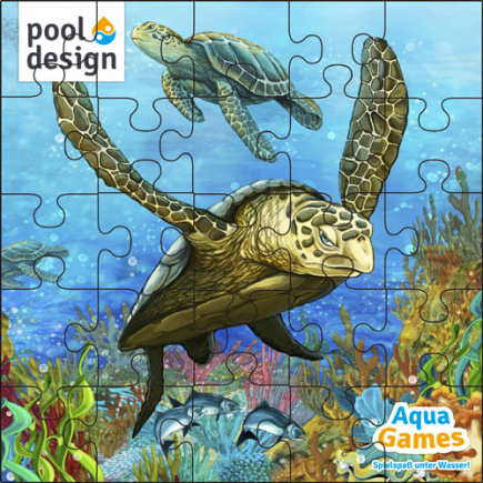 Onderwater puzzel schildpad, 100x100 cm, 25-delig