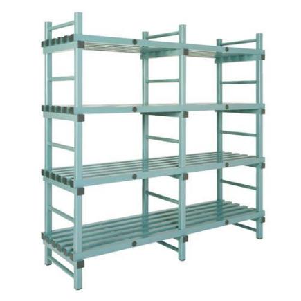 Rea kunststof stelling, 4 schappen, met bovensets, 200x60x197 cm